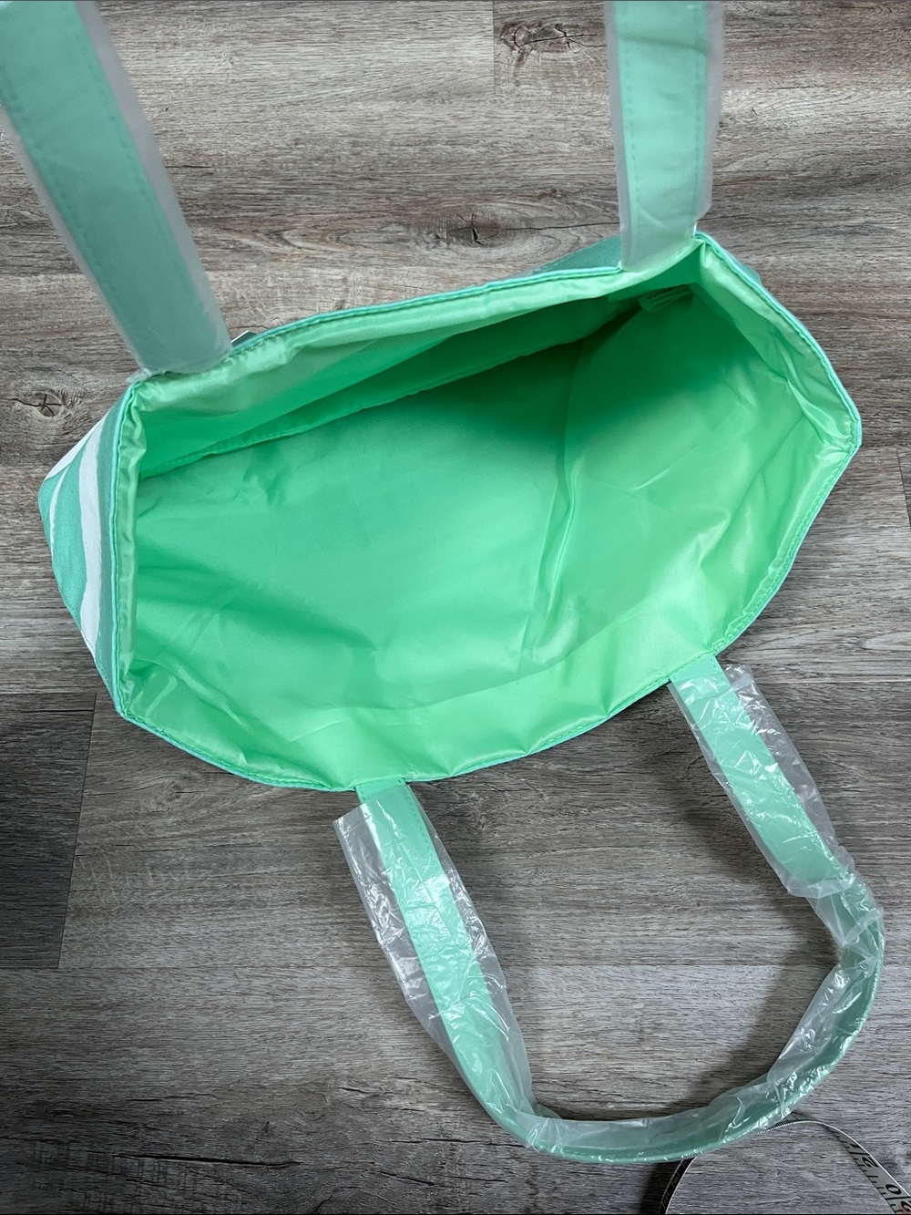 Clinique x Drawbertson Green and White Striped Tote with Matching Pouch NWT - Picture 4 of 7